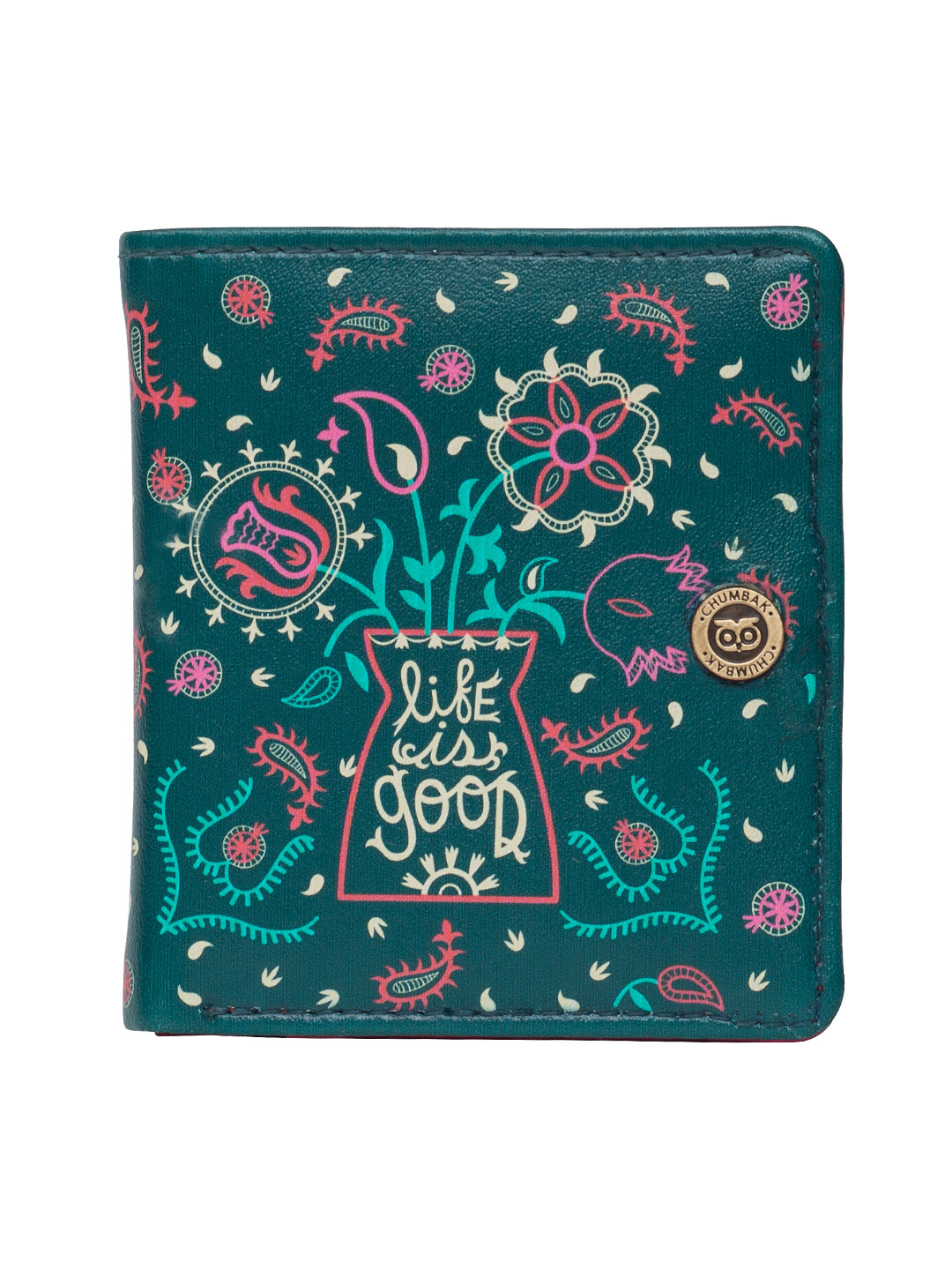 Buy Chumbak Women Teal Blue Printed Two Fold Wallet Wallets for Women