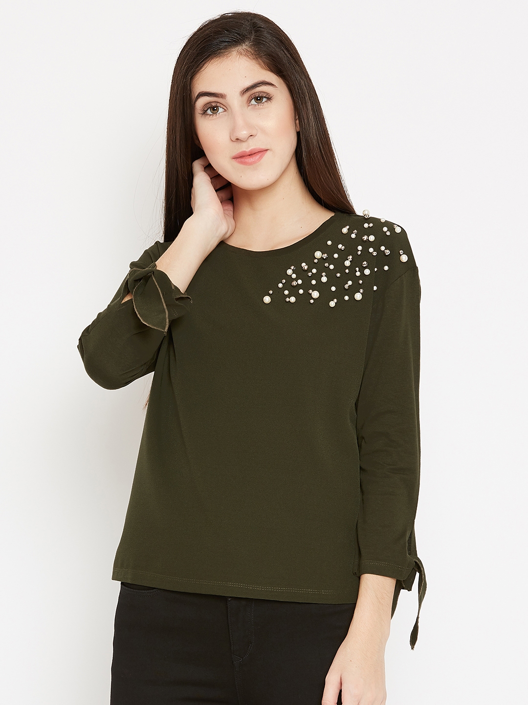 olive green tops womens