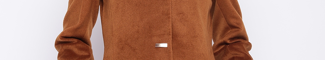 Buy Madame Brown Solid Overcoat - Coats for Women 7272679 | Myntra