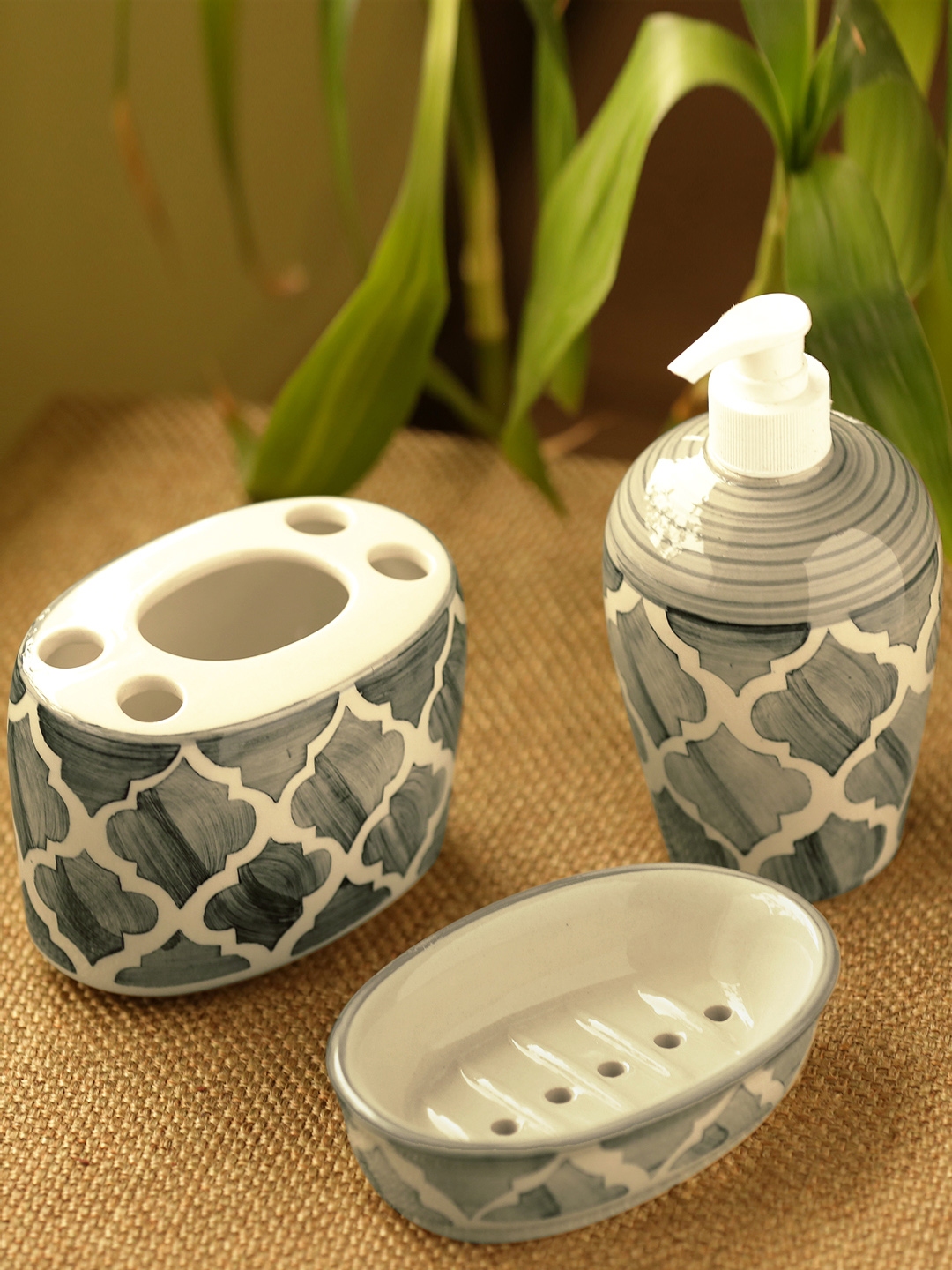 Buy ExclusiveLane Set Of 3 Moroccan Handpainted Ceramic Bathroom