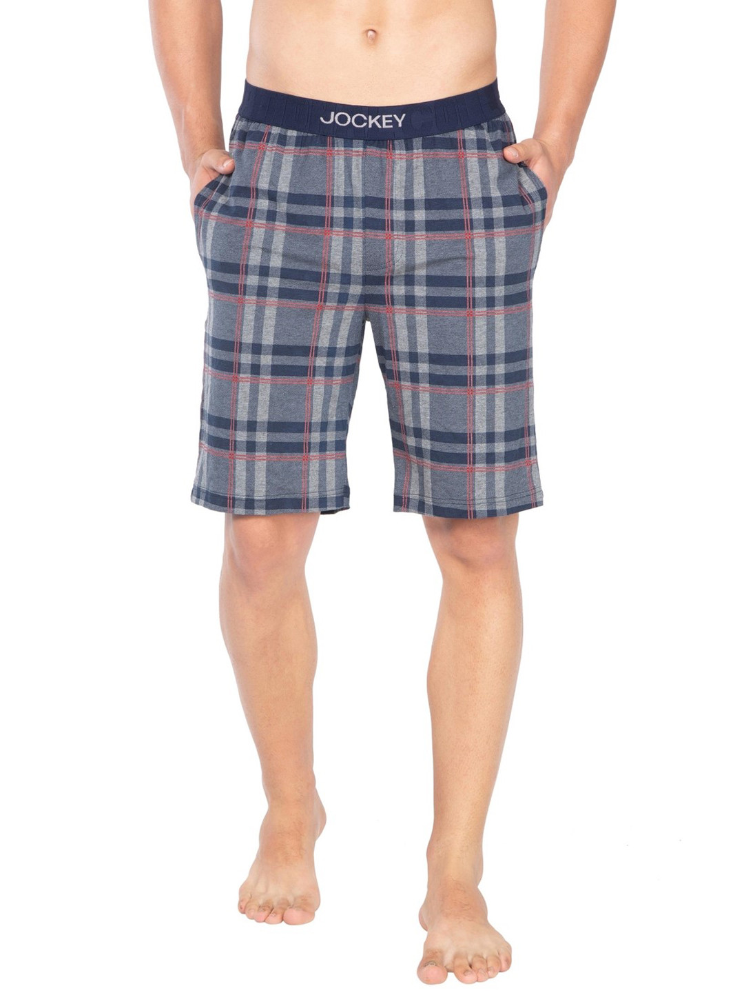 Buy Jockey Men Navy & Grey Checked Lounge Shorts IM02 0103 10AMG