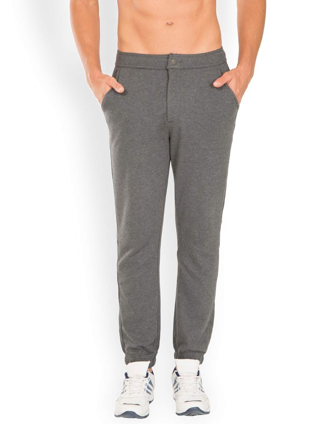 Buy Jockey Men Charcoal Grey Slim Fit Solid Joggers Track Pants for