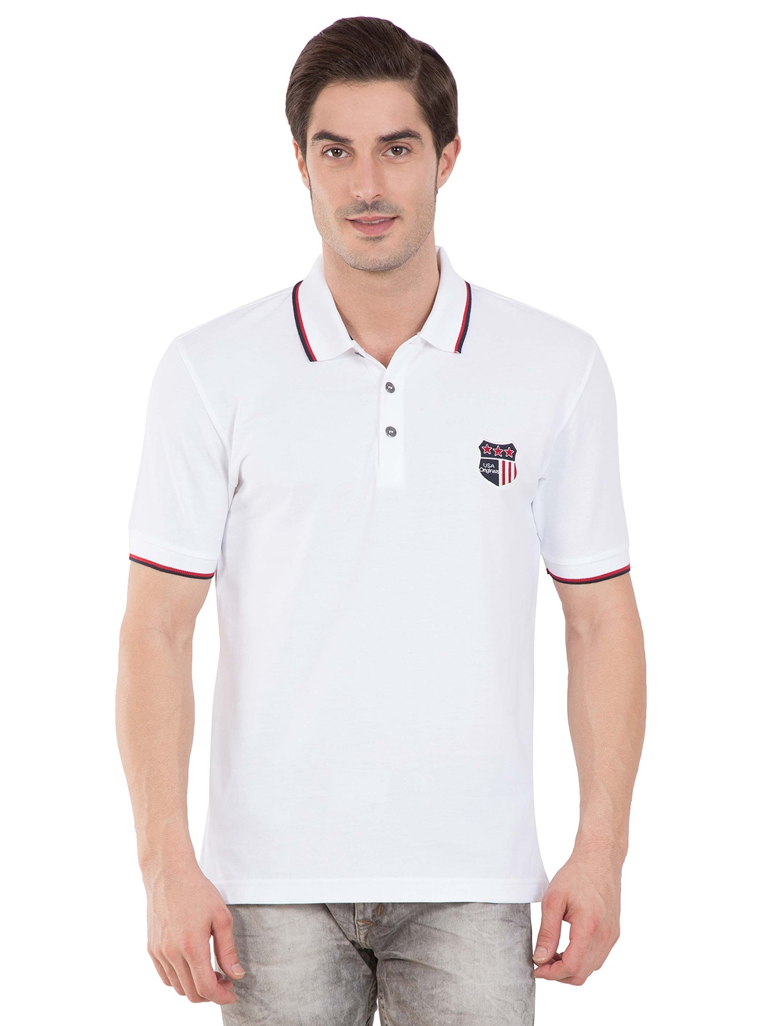 jockey white collar t shirt