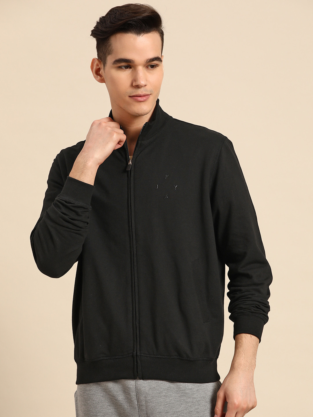 Buy Jockey Men Black Solid Mock Collar Tailored Jacket - Jackets for ...