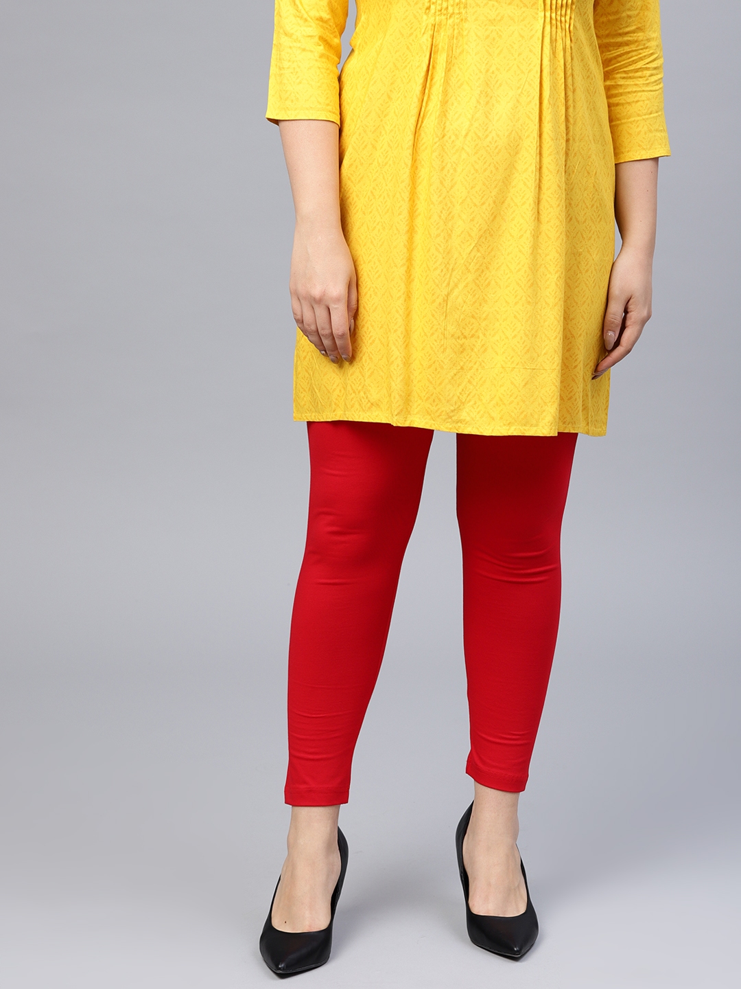 Buy Go Colors Women Red Solid Ankle Length Leggings - Leggings for Women 7286826 | Myntra