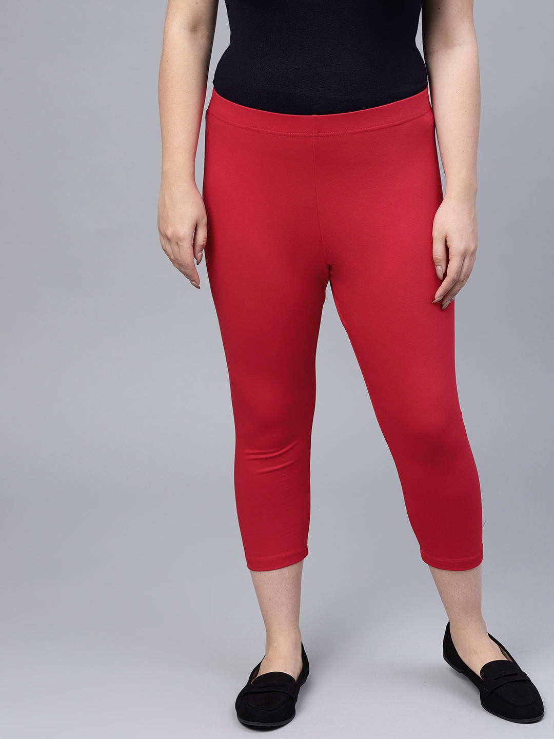 Buy Go Colors Women Red Solid Skinny Fit 3/4th Leggings - Leggings for Women 7286991 | Myntra