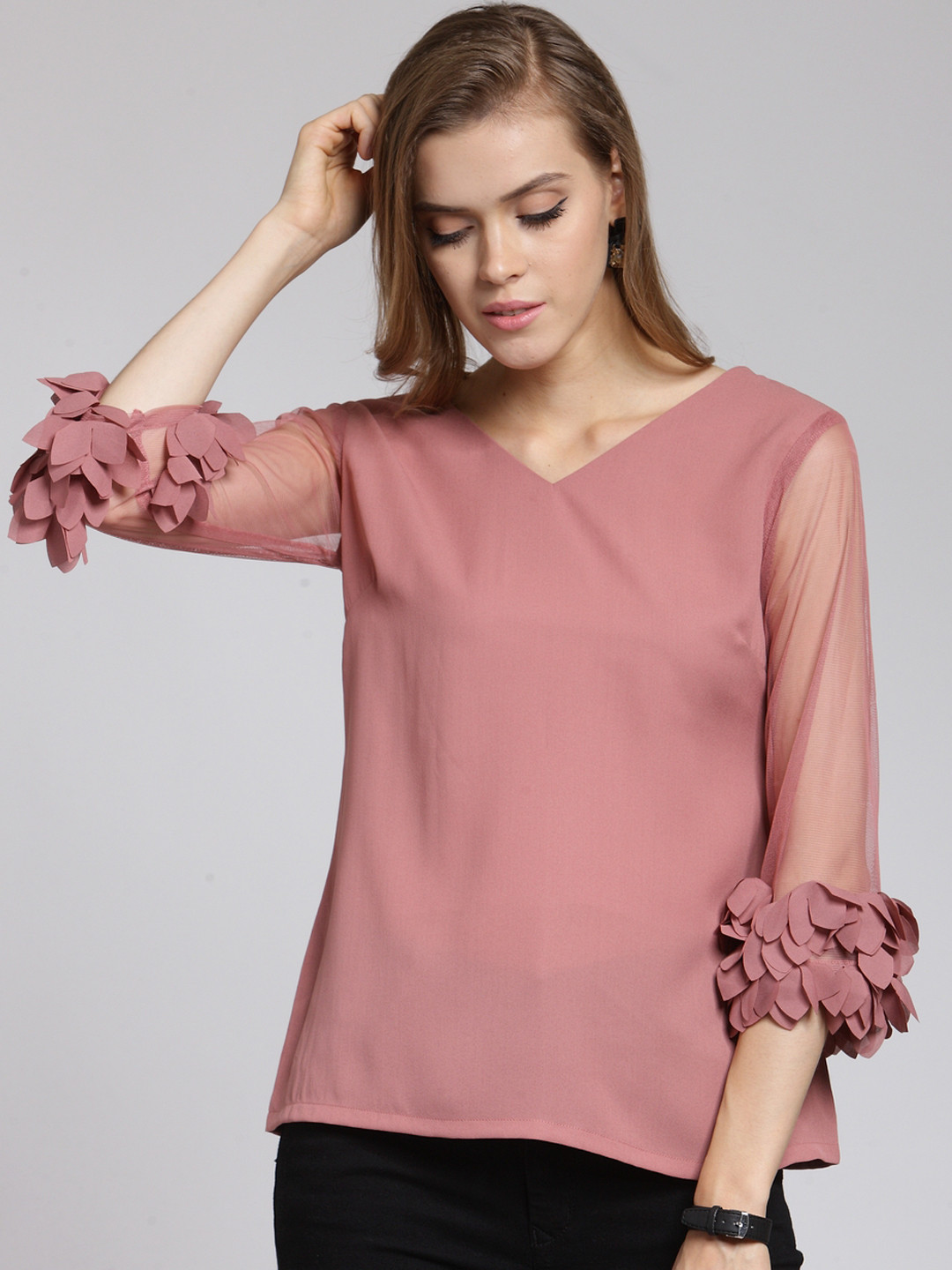 Women Pink Floral A Line Top