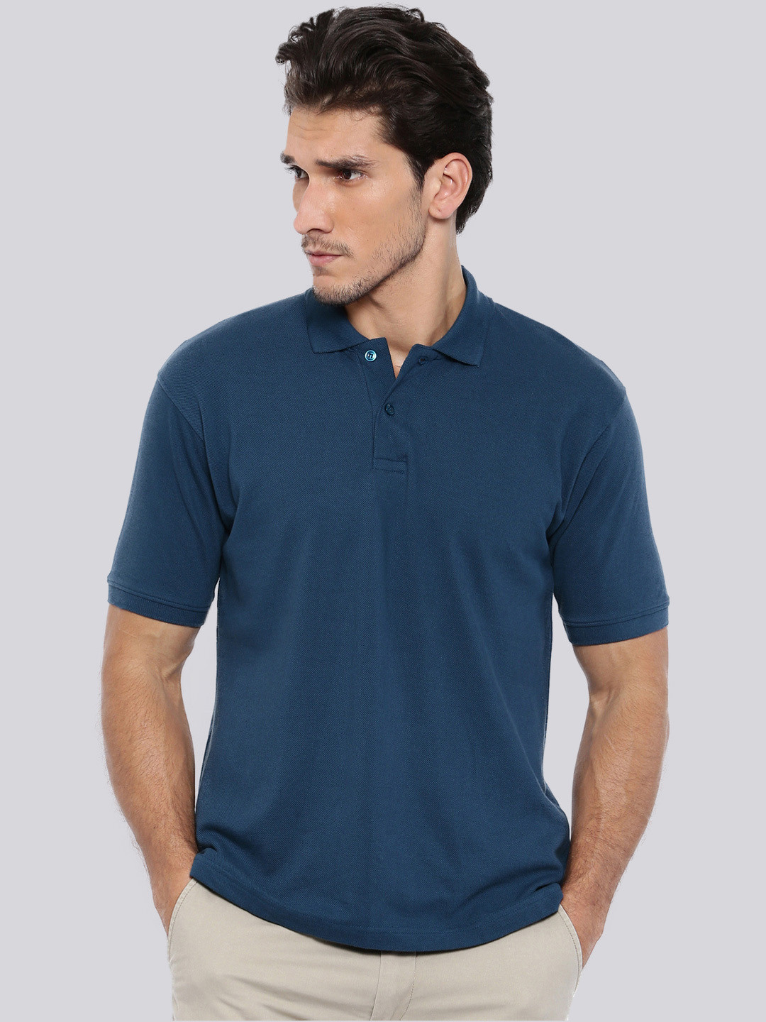 Buy Bamboo Tribe Men Blue Solid Polo Collar T Shirt Tshirts for Men