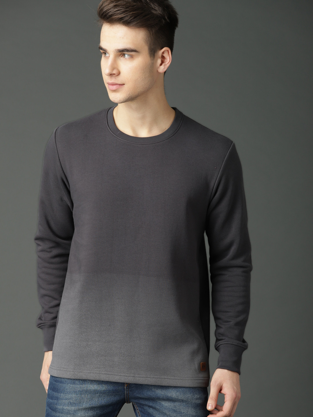 Buy Roadster Men Charcoal Grey Dyed Sweatshirt Sweatshirts for Men