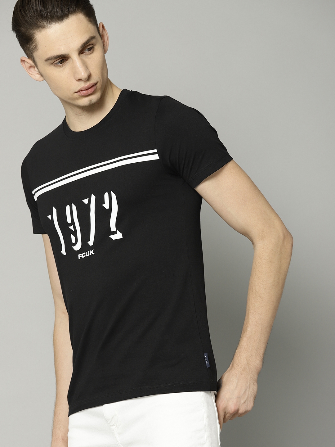 Buy French Connection Men Black Printed Round Neck T Shirt - Tshirts ...