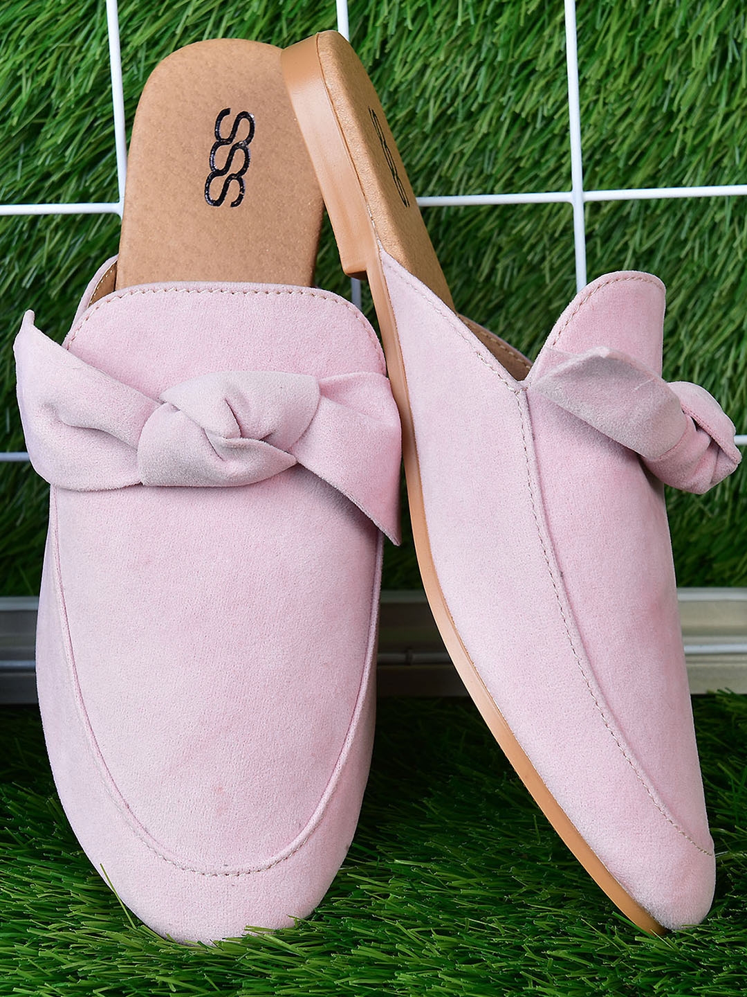 pink mule flats