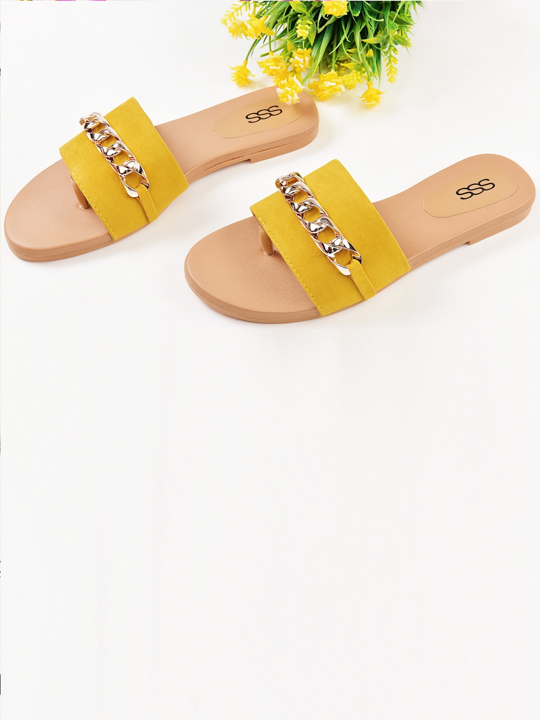 mustard pointed toe flats