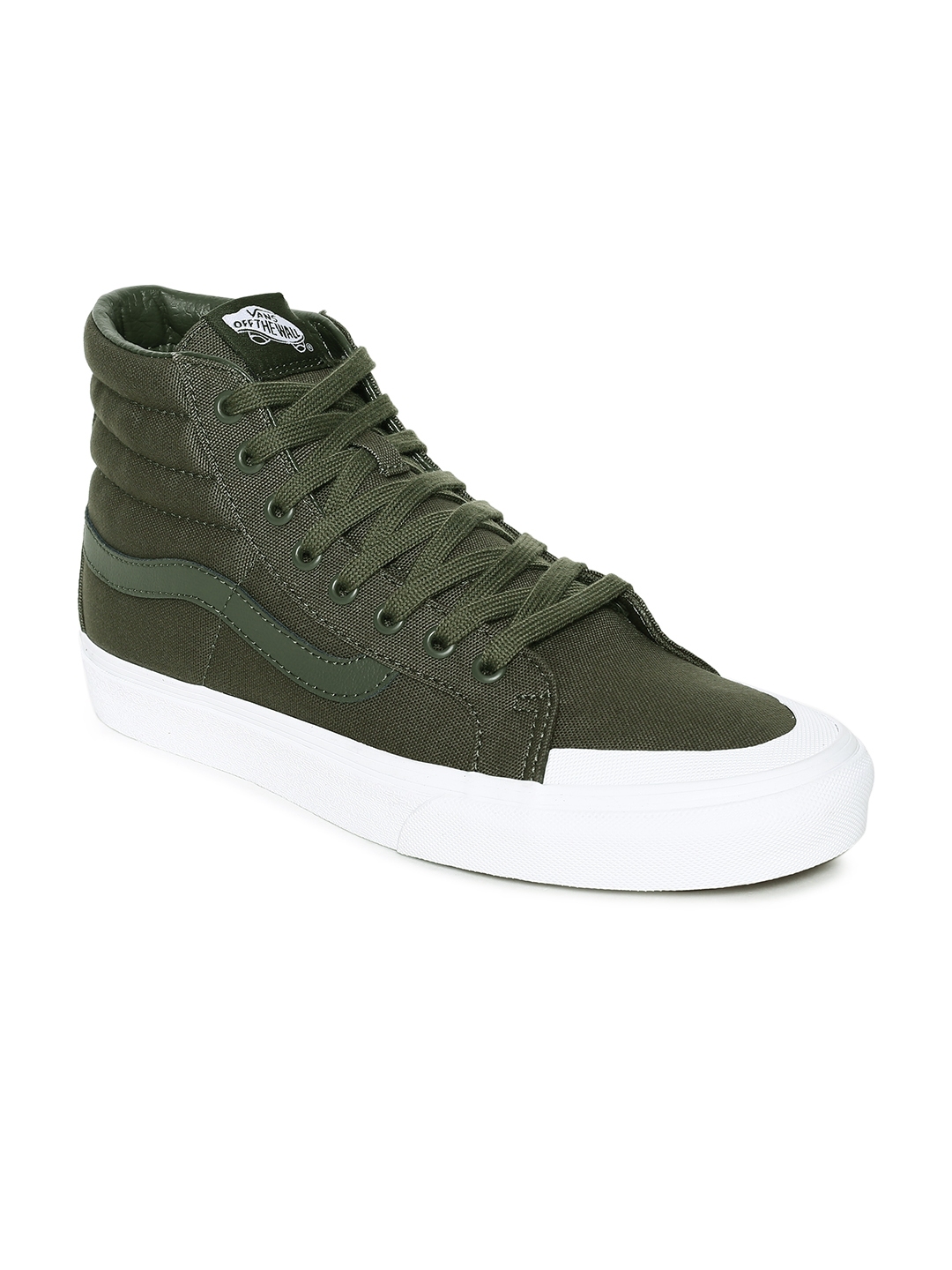 Buy Vans Unisex Olive Green Solid Mid Top Sneakers - Casual Shoes for ...