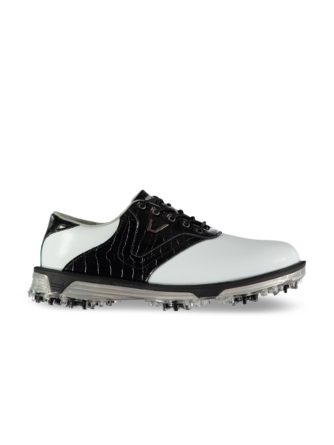 black and white golf shoes