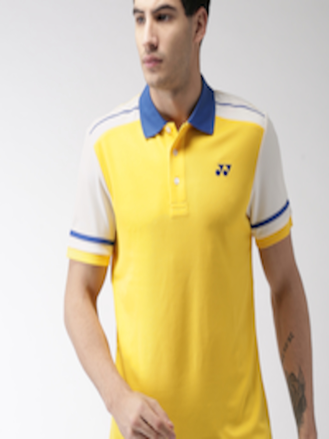 Buy YONEX Men Yellow Solid Polo Collar T Shirt - Tshirts for Men ...
