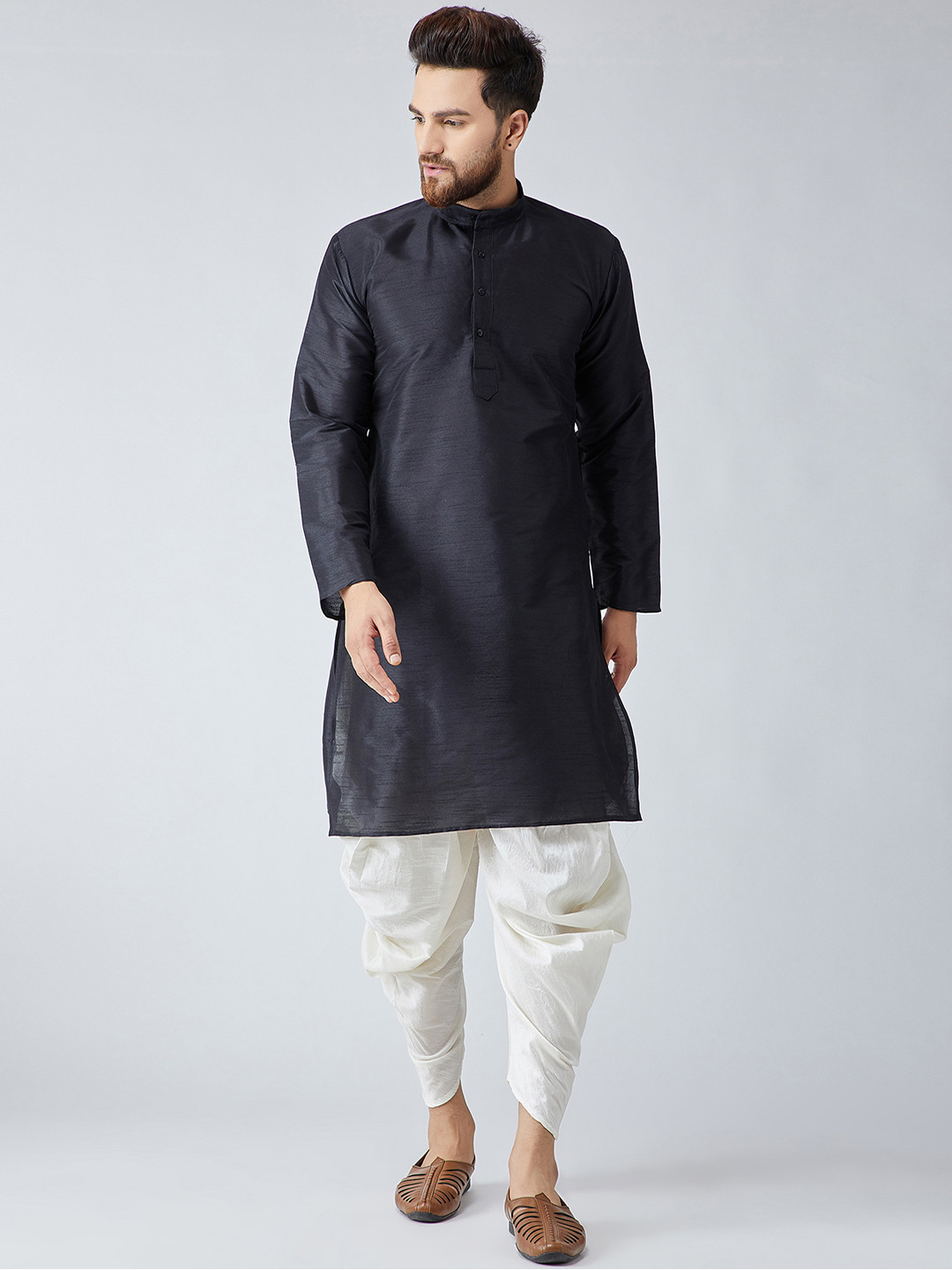 Buy SOJANYA Men Black Solid Kurta With Harem Pants Kurta Sets for Men