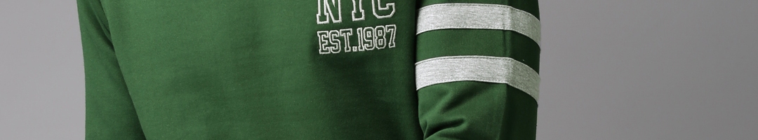 Buy HERE&NOW Men Green Solid Sweatshirt - Sweatshirts for Men 7323170 ...