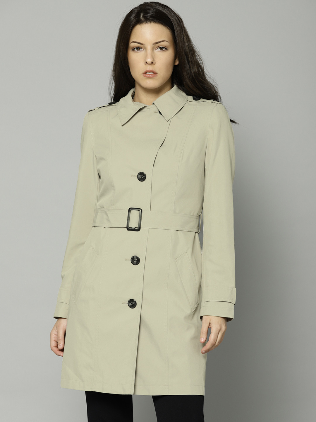 Buy Marks & Spencer Women Beige Solid Open Front Jacket Jackets for