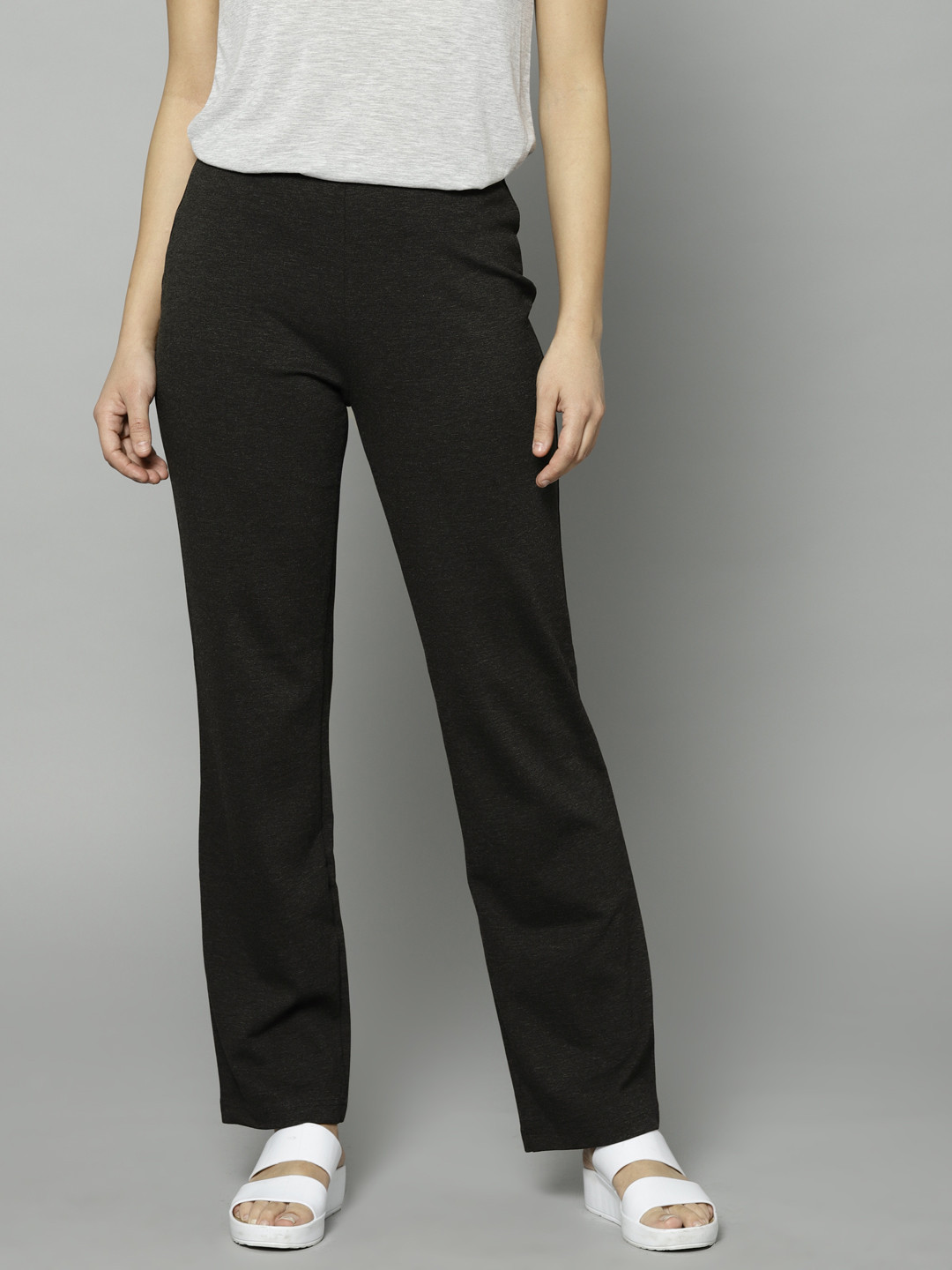 Buy Marks & Spencer Women Charcoal Grey Regular Fit Solid Regular