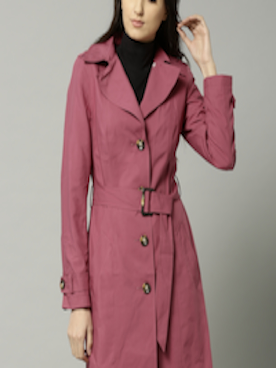 Buy Marks & Spencer Women Pink Solid Trench Coat - Coats for Women ...