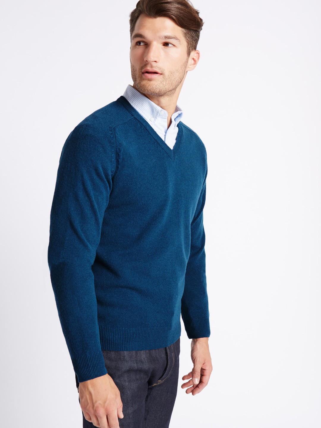 Buy Marks & Spencer Men Navy Blue Solid Pullover Sweater Sweaters for