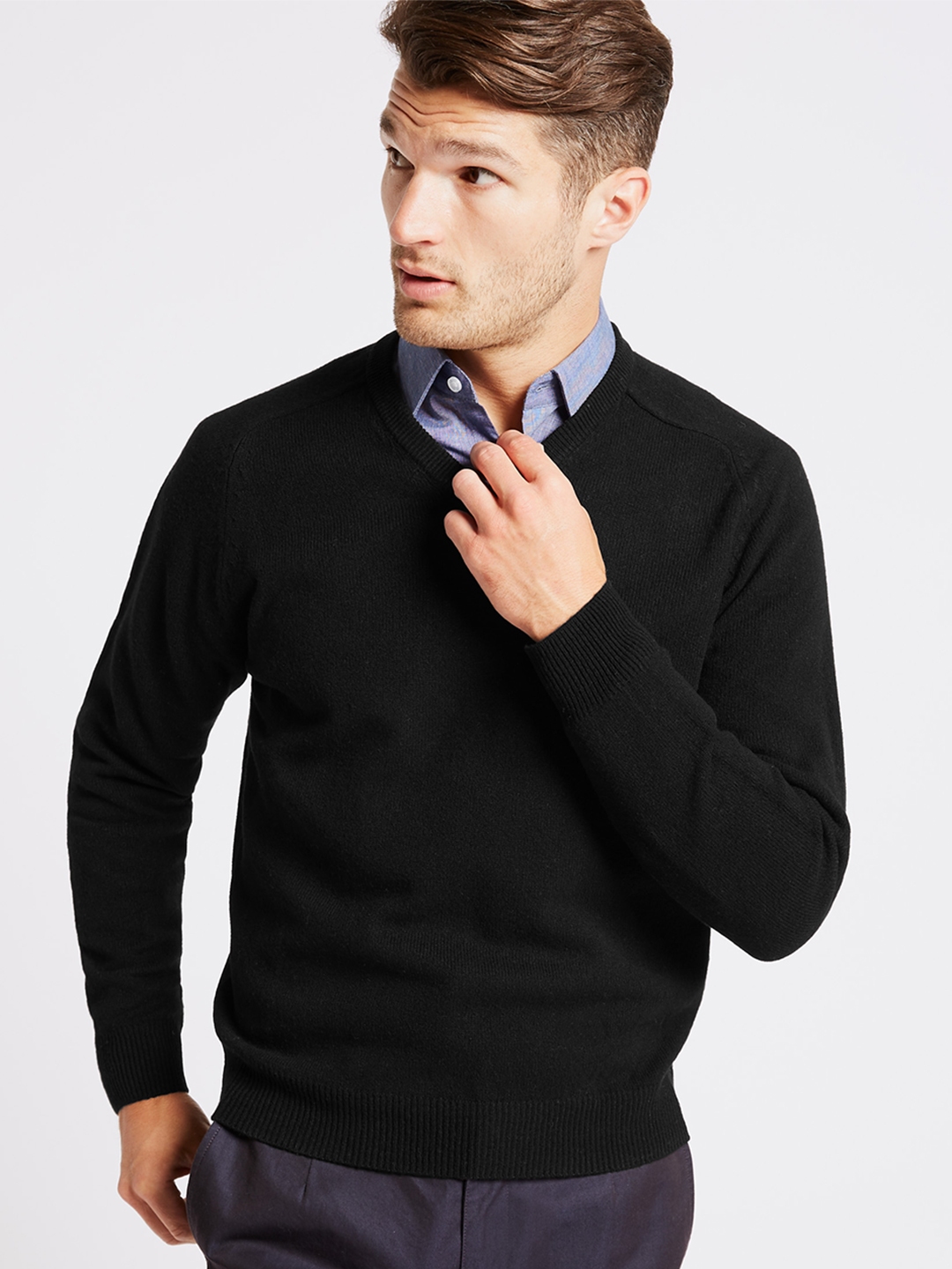 Buy Marks & Spencer Men Black Solid Pullover - Sweaters for Men 7324729 ...