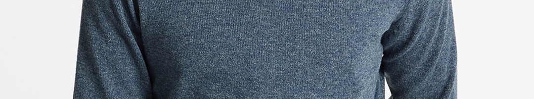 Buy Marks & Spencer Men Blue Solid Pullover - Sweaters for Men 7324749 ...