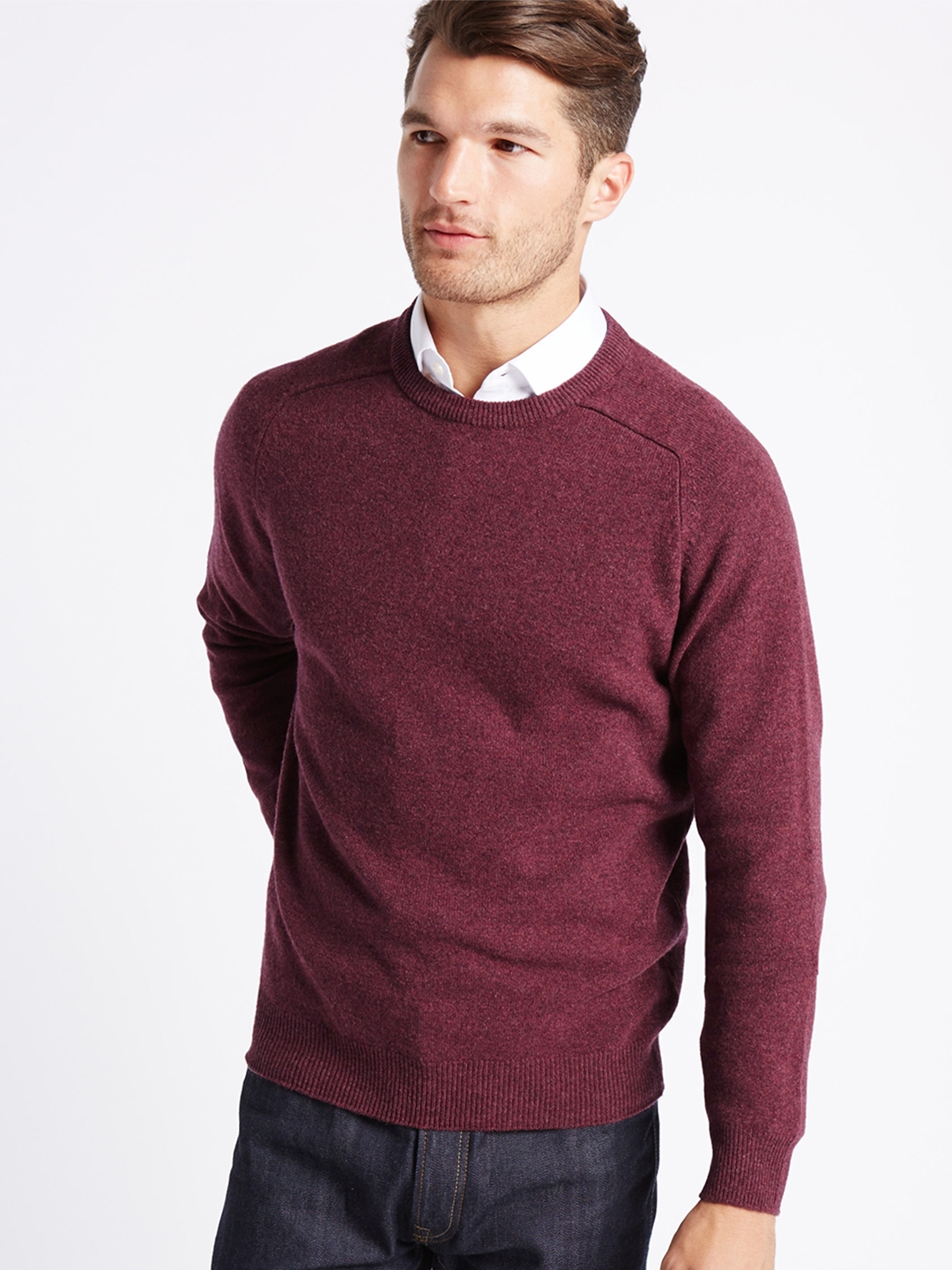 Buy Marks & Spencer Men Burgundy Woollen Pullover Sweater - Sweaters ...