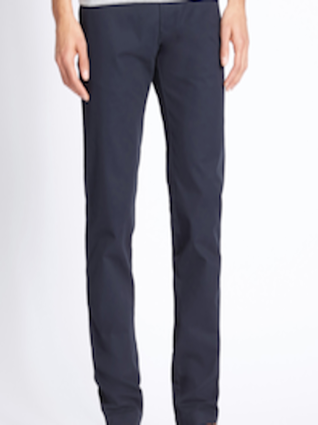Buy Marks & Spencer Men Navy Blue Slim Fit Solid Chinos - Trousers for ...