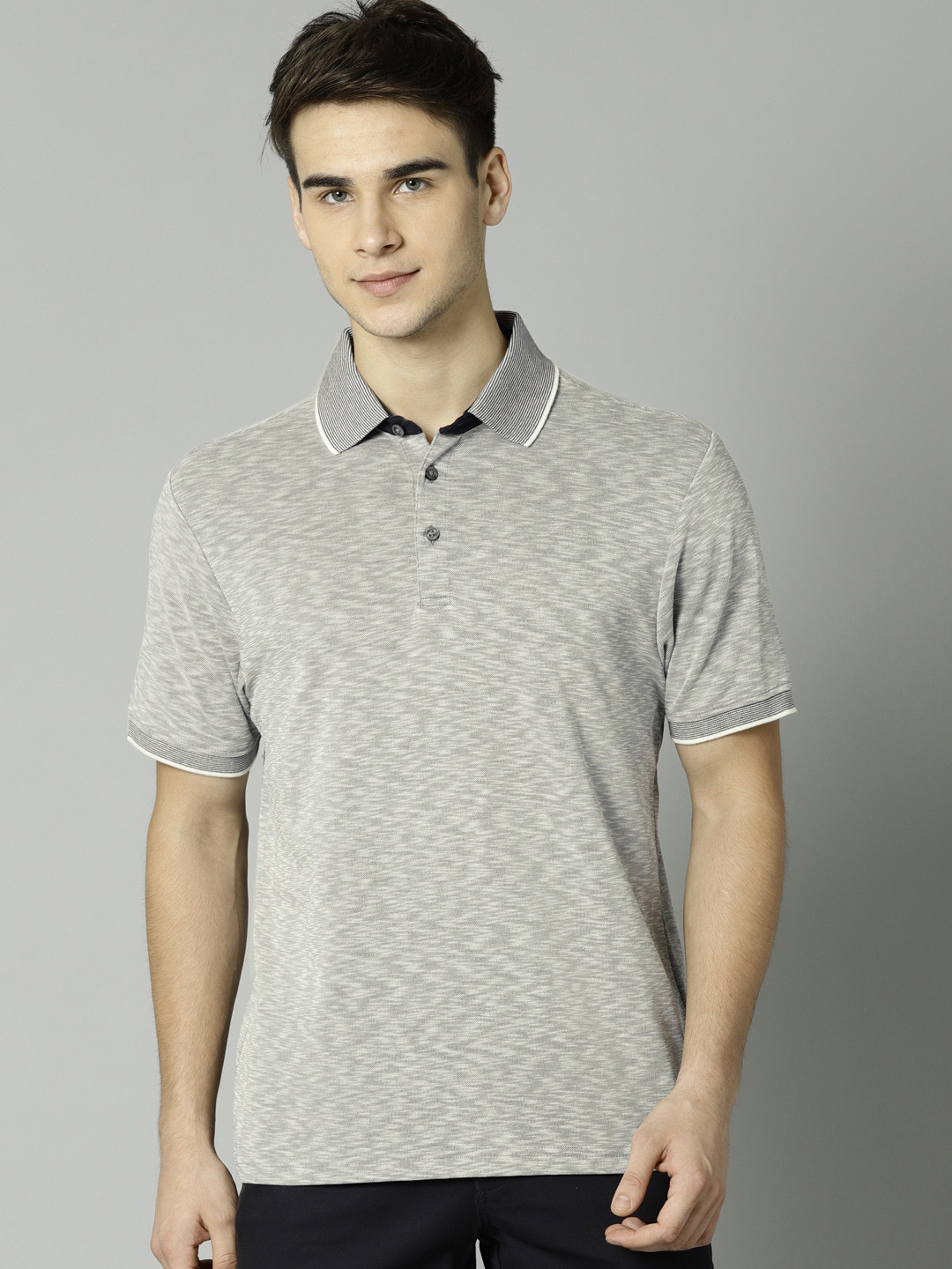 Buy Marks & Spencer Men Grey Solid Polo Collar T Shirt Tshirts for