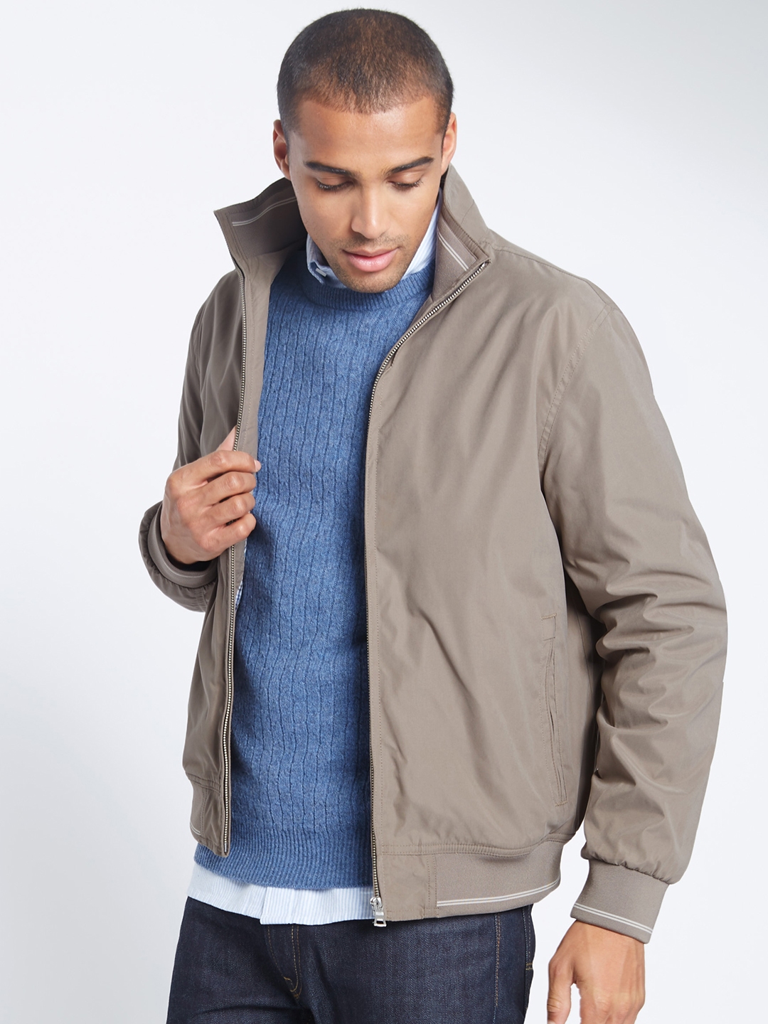 Buy Marks & Spencer Men Grey Solid Bomber Jackets for Men 7325160
