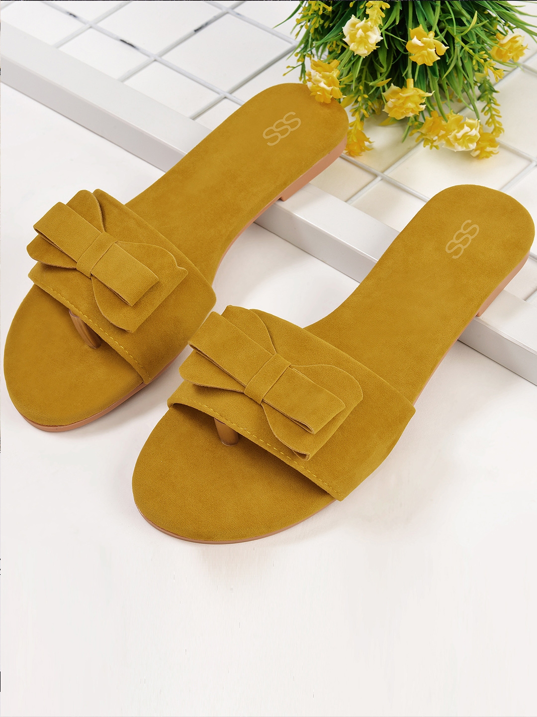 mustard pointed toe flats