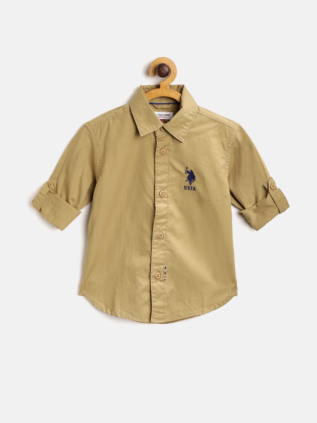 Buy U.S. Polo Assn. Kids Boys Khaki Regular Fit Solid Casual Shirt