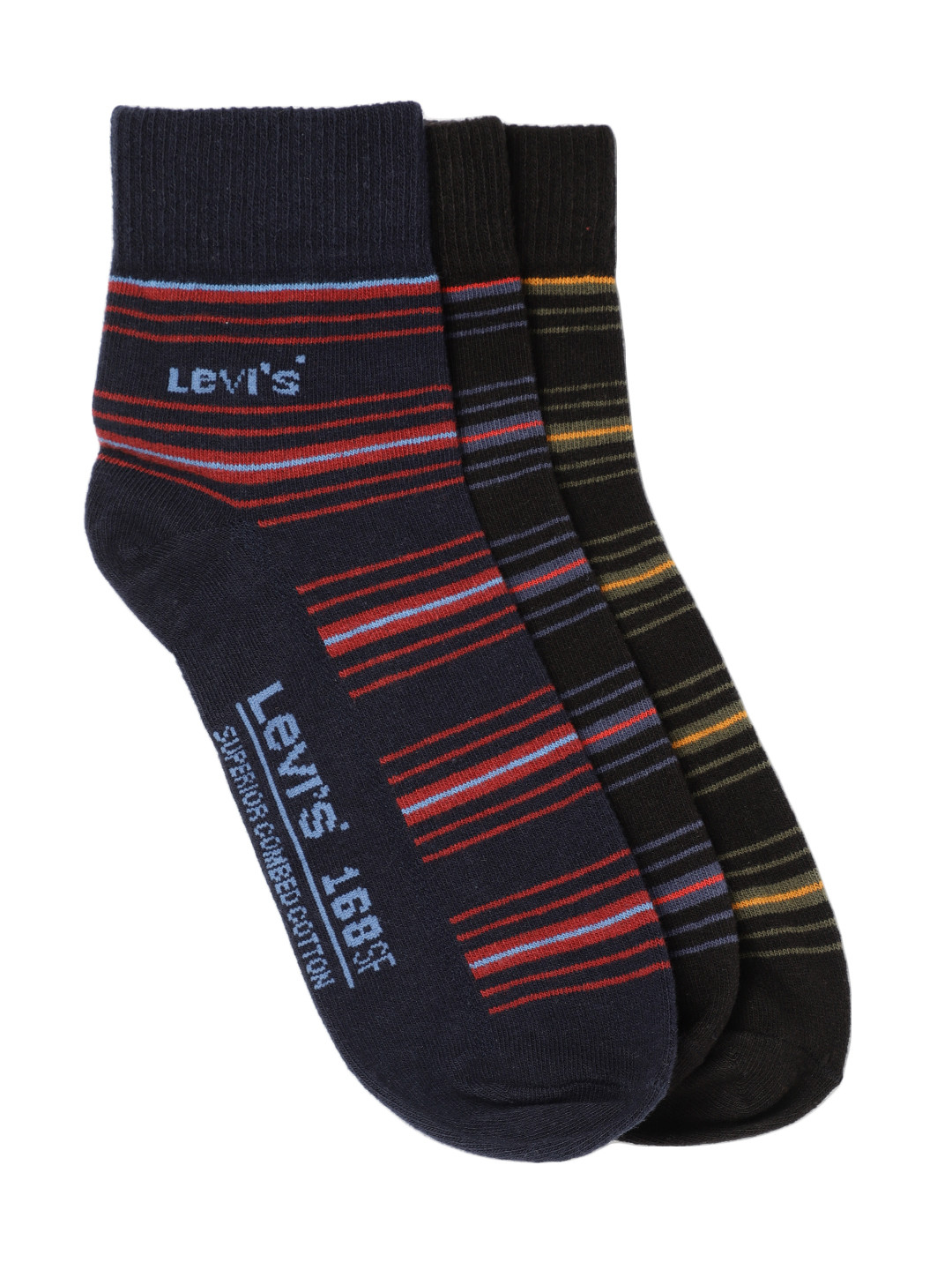 Buy Levis Men Pack Of 3 Multicoloured Ankle Length Socks Socks for
