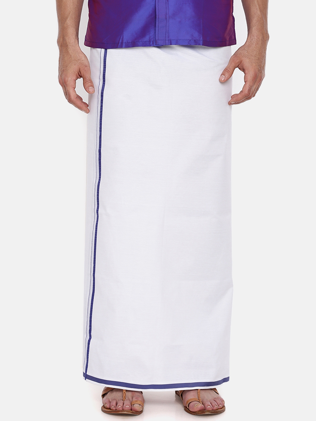 Buy Chennis White & Blue Solid Dhoti - Dhotis for Men 7328381 | Myntra