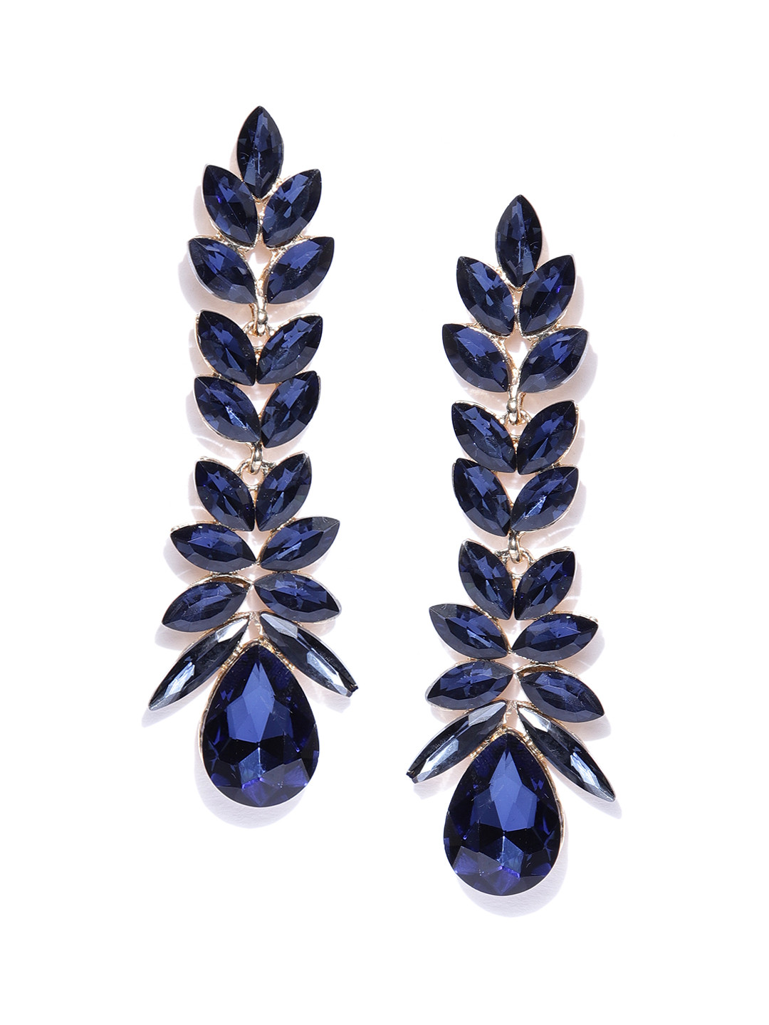 Buy YouBella Navy Blue Gold Plated Stone Studded Contemporary Drop Earrings Earrings for Women