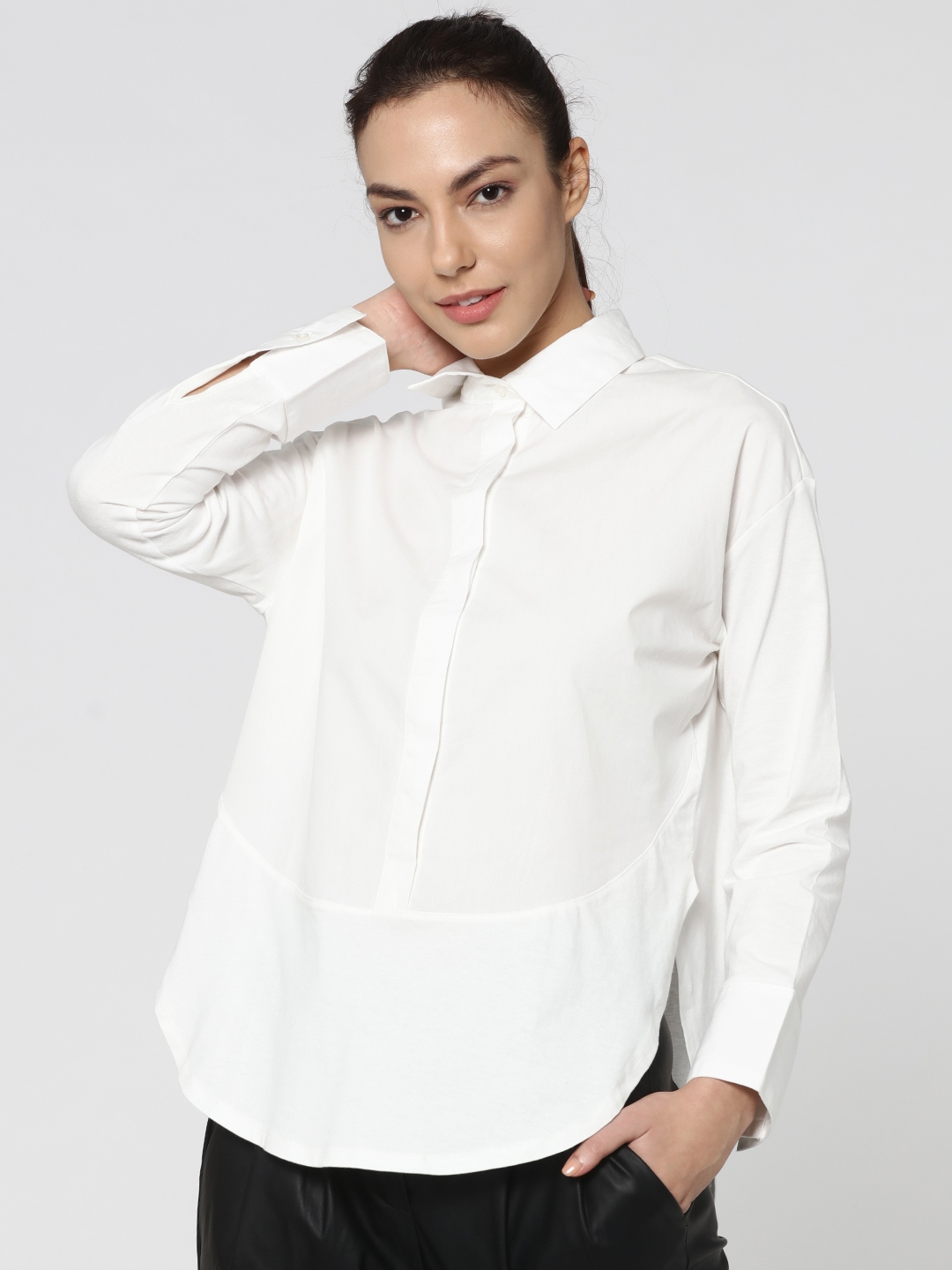 Buy Only Women White Regular Fit Solid Casual Shirt Shirts For Women