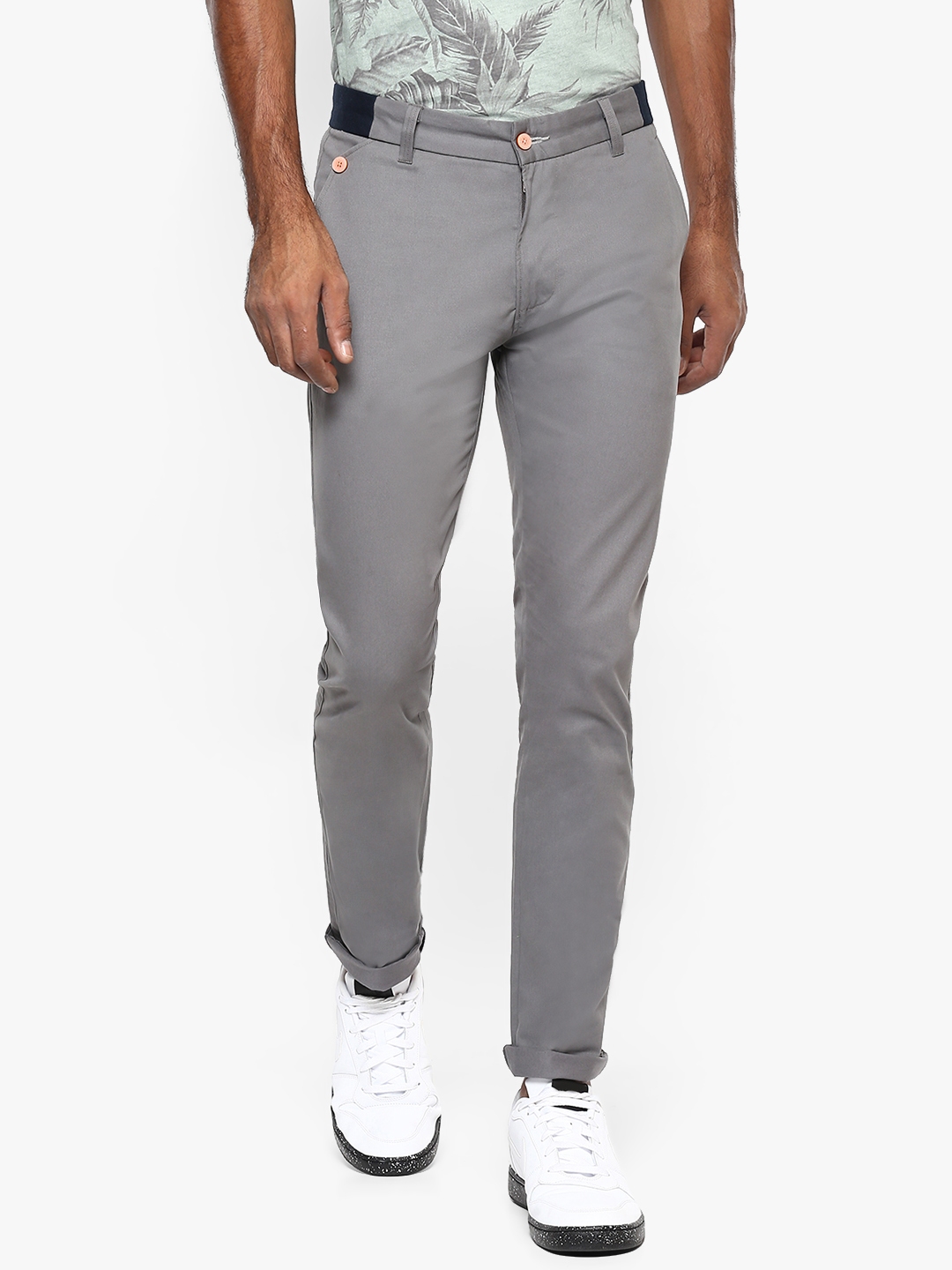 Buy Ennoble Men Grey Slim Fit Solid Chinos - Trousers for Men 7331860 ...