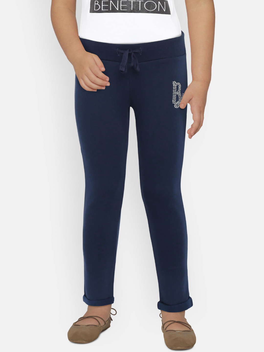 Buy United Colors Of Girls Navy Solid Track Pants Track