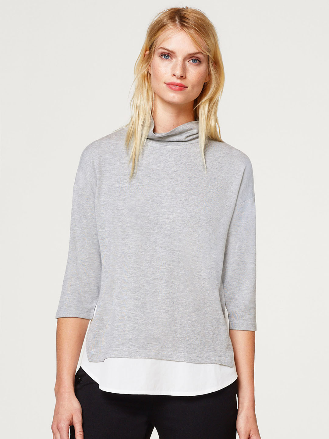 Buy ESPRIT Women Grey Melange Solid Turtle Neck T Shirt Tshirts for Women 7337021 Myntra