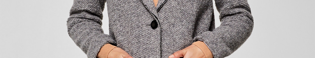 Buy ESPRIT Women Grey Solid Overcoat - Coats for Women 7337141 | Myntra