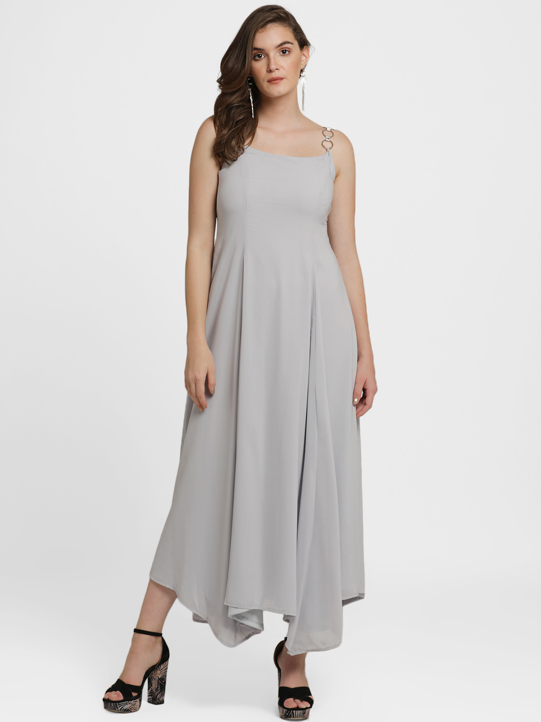 Buy Kazo Women Grey Solid Maxi Dress Dresses for Women 7337494 Myntra