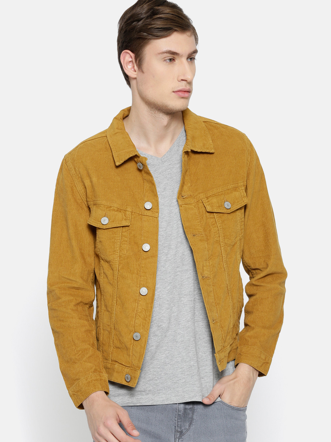 Buy Jack & Jones Men Khaki Solid Open Front Jacket Jackets for Men