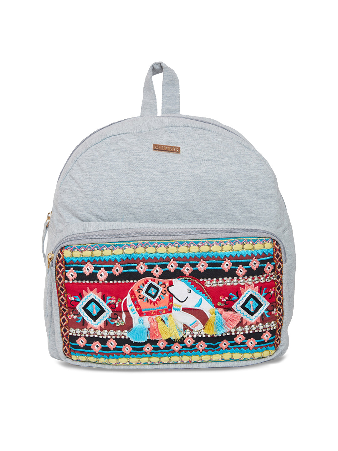 Buy Chumbak Women Grey Embroidered Backpack Backpacks for Women