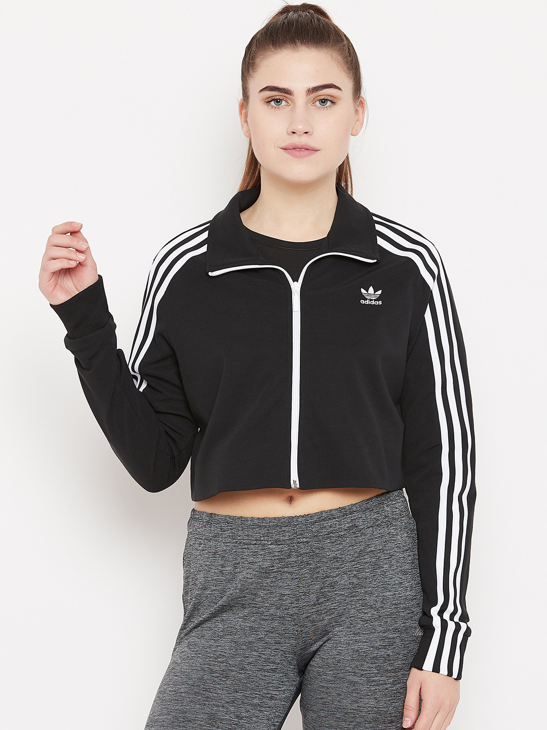 Buy ADIDAS Originals Women Black Solid Track Jacket Jackets for Women
