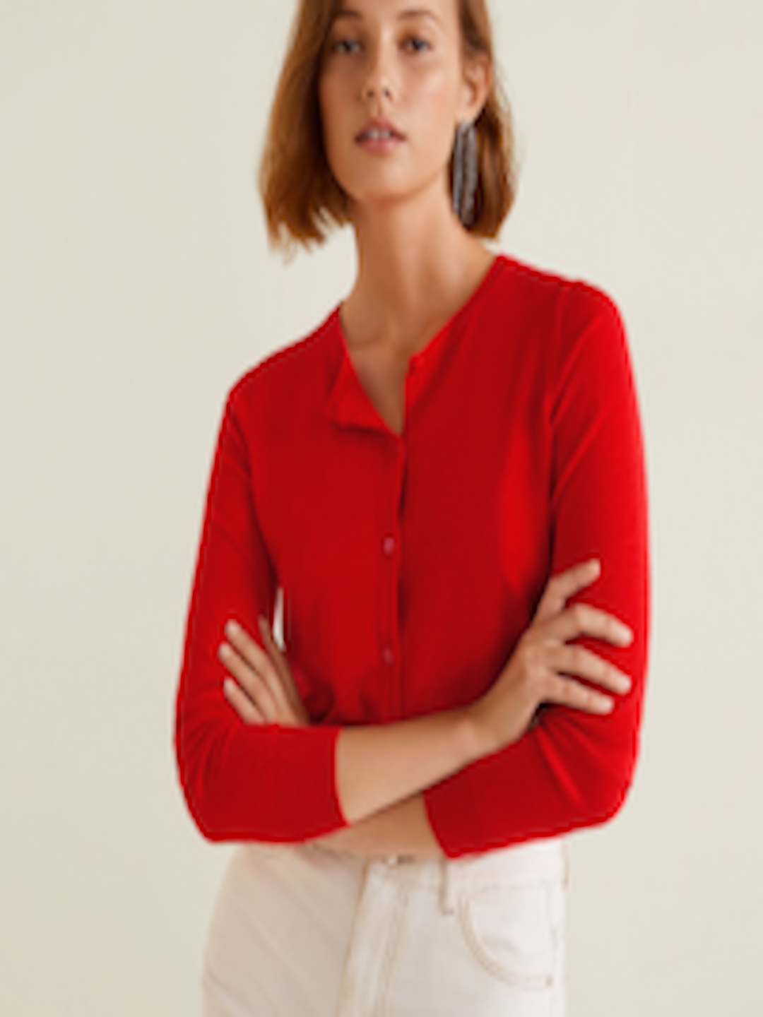 Buy MANGO Women Red Solid Cardigan - Sweaters for Women 7344367 | Myntra