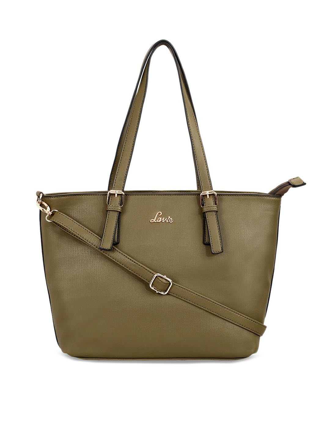 Buy Lavie Olive Green Solid Leather Shoulder Bag Handbags for Women