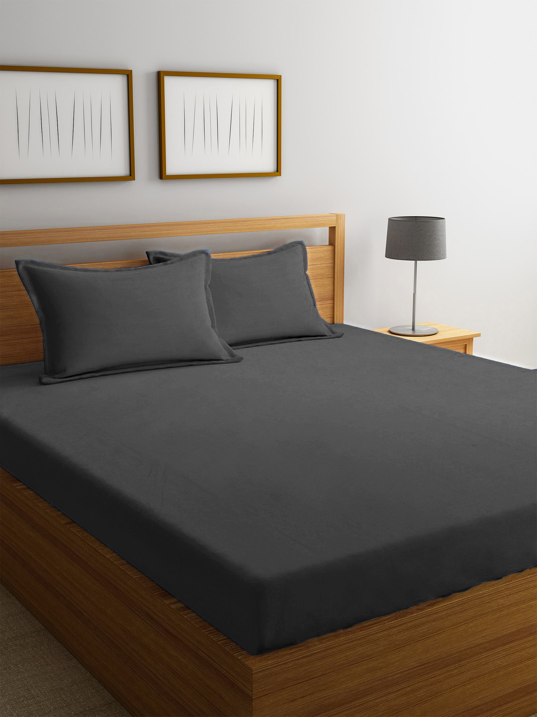 Buy Portico New York Grey Solid Flat 144 TC Cotton 1 Double Bedsheet