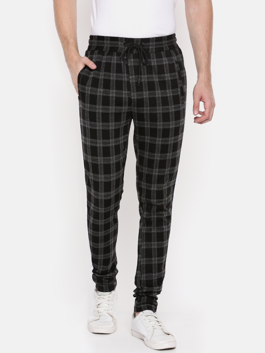 checked track pants