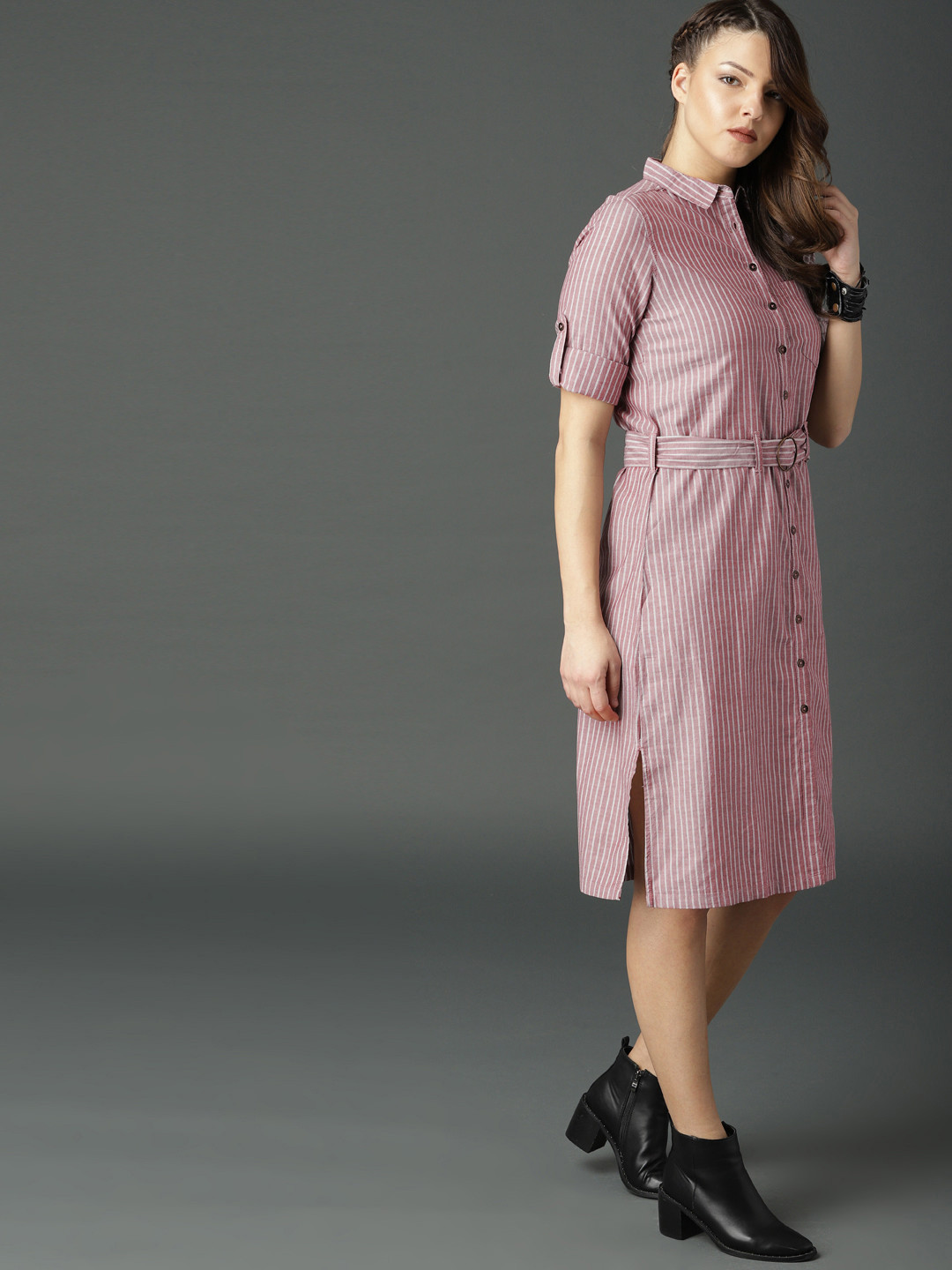 Buy Roadster Women Red Striped Shirt Dress Dresses for Women 7371187 Myntra